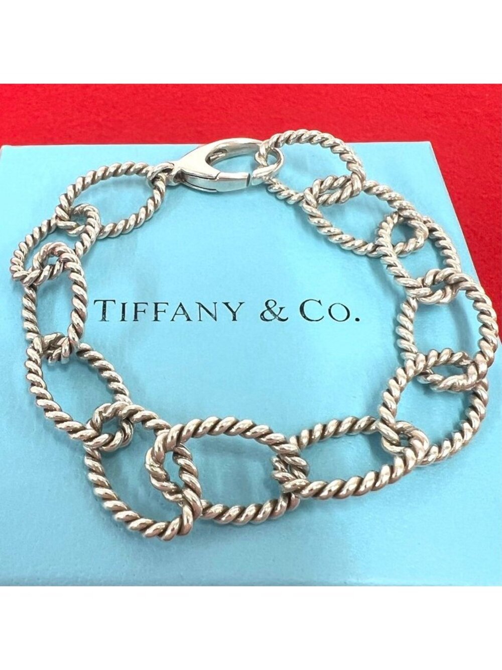 Tiffany & Co Vintage Oval Link Twist Bracelet 925 Sterling Silver